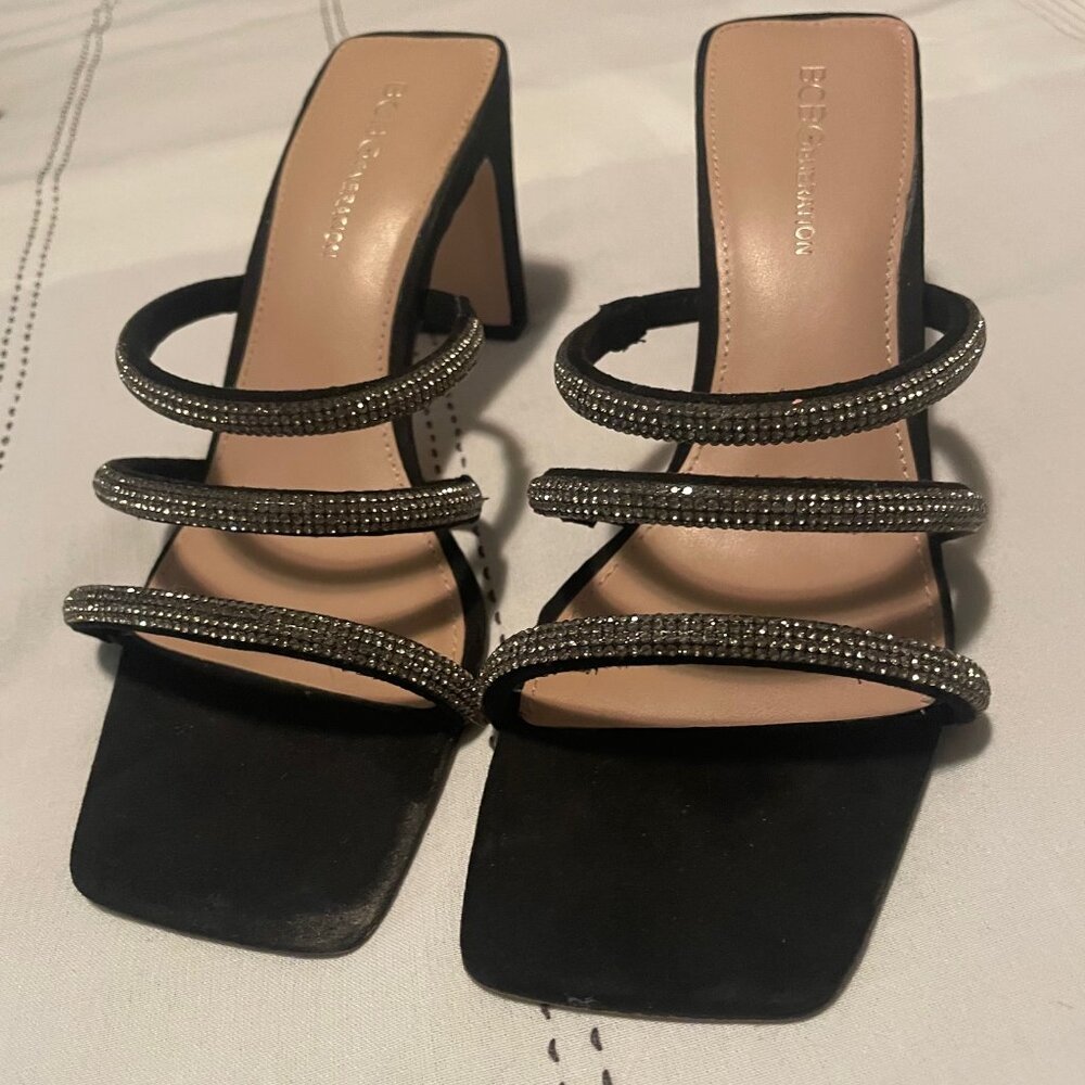 BCBGeneration Fala Slide Sandal - Black/Rhinestone - Women's Size 8